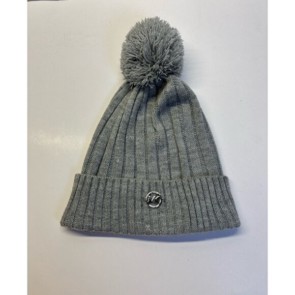 Michael Kors Gray Beanie Hat with pom Pom - Picture 1 of 7